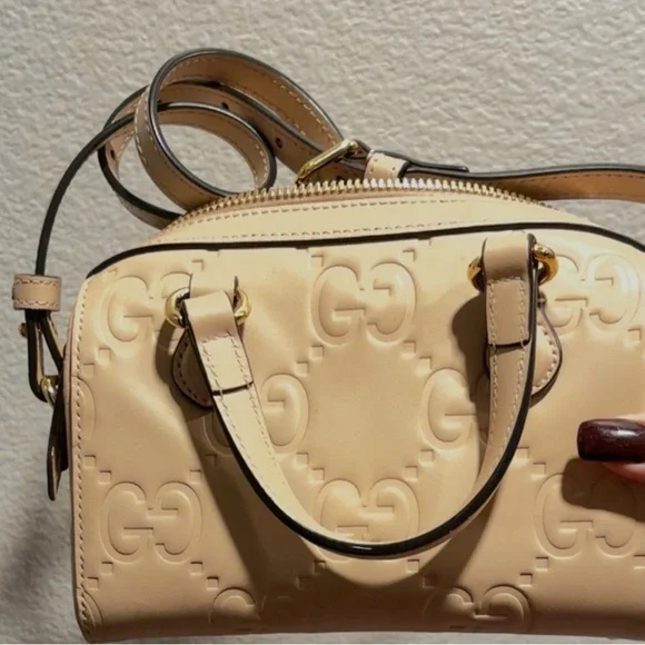 Gucci GG Super Mini Top Handle Leather Bag – Beige - Picture 3 of 4